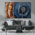 Framed Abstract Tree Ring Wall Art Print, Natural Rustic Wood Grain Canvas Print
