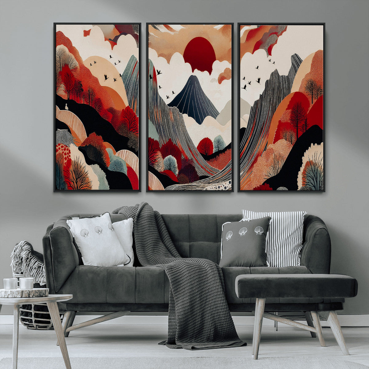 Abstract Mountain Wall Art Canvas Print | Vibrant Stylized Landscape