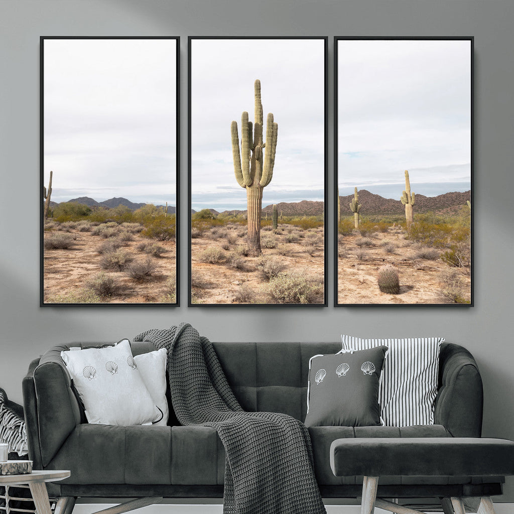 Saguaro Cactus Wall Art | Framed Desert Canvas Artwork