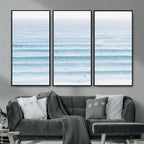 Ocean Wave Surfer Wall Art | Framed Minimal Seascape Canvas