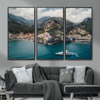 Amalfi Coast Wall Art | Framed Italian Seaside Canvas