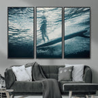 Underwater Surf Wall Art | Framed Ocean Wave Canvas Artwork