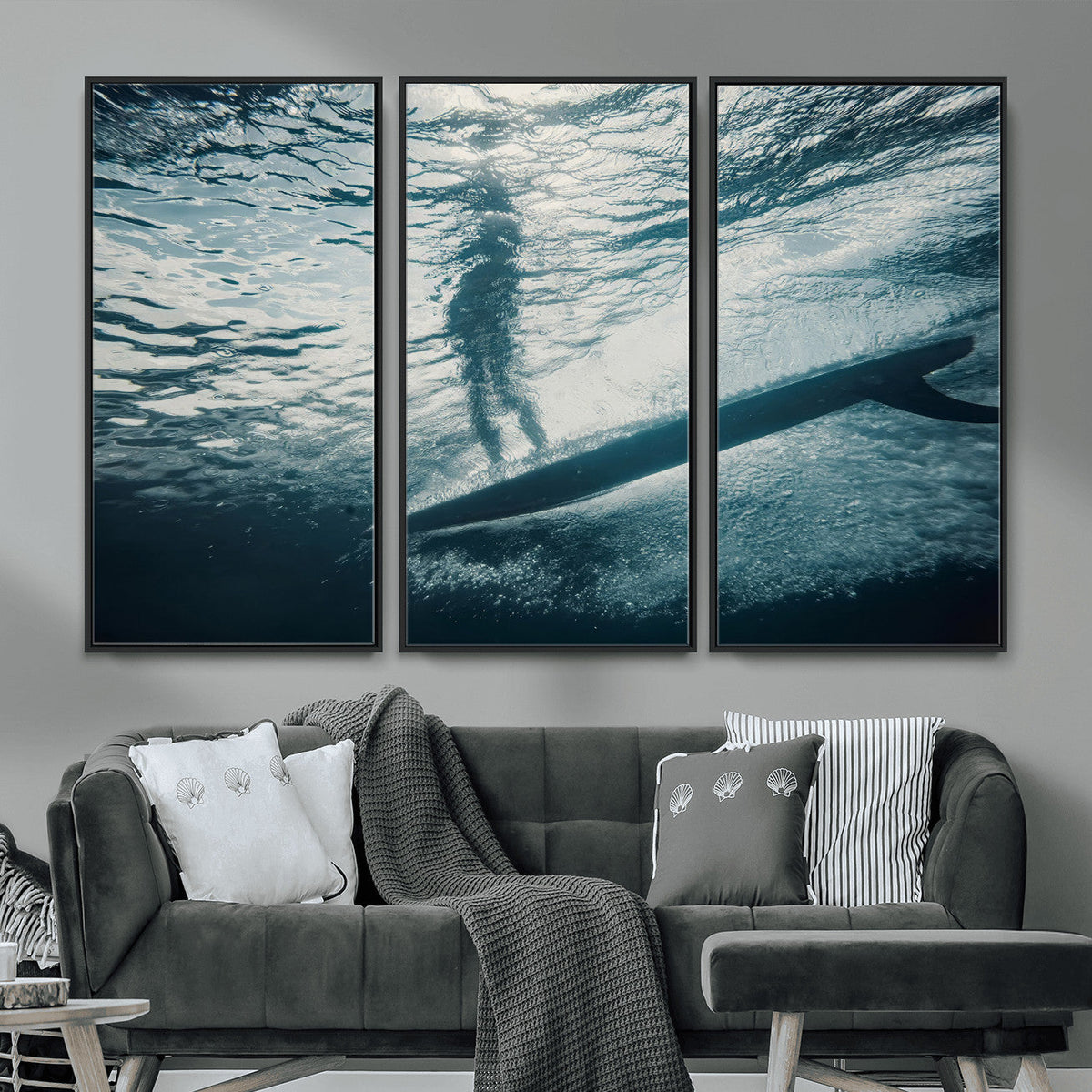 Underwater Surf Wall Art | Framed Ocean Wave Canvas Artwork