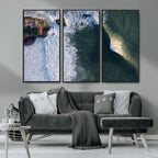 Ocean Wave Wall Art | Aerial Coastal View Canvas Artwork