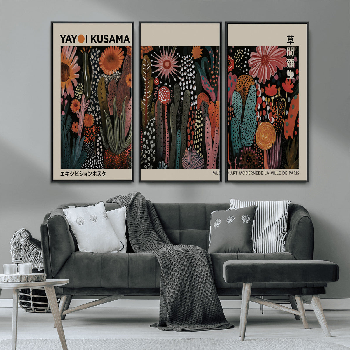Modern Japanese Wall Art Canvas Print, Framed Abstract Mount Fuji Zen Landscape