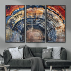 Tree Rings Wall Art Canvas Print, Framed Petrified Wood Art, Modern Rustic Decor