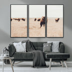 Bison Herd Wall Art Canvas Print, Framed Western Prairie Serenity