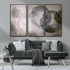 Abstract Grey Gold Wall Art | Modern Geometric Canvas