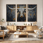 Rustic Bull Wall Art Canvas Print, Longhorn Wall Decor