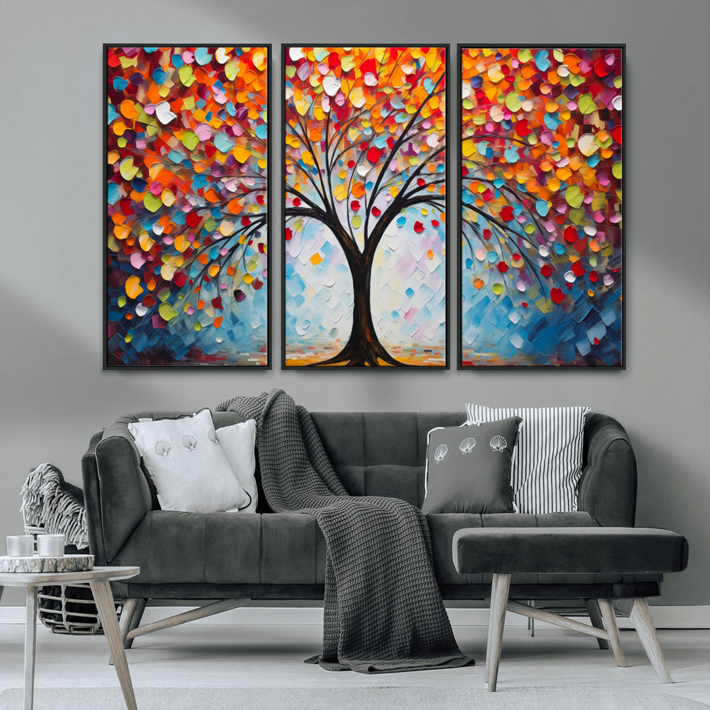 Vibrant Tree of Life Canvas Wall Art | Colorful Abstract Nature