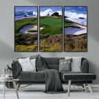 California Pebble Beach Golf Links Wall Art Canvas Print, Iconic Monterey Coastal Golf Course