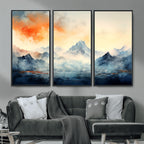 Warm Clouds Abstract Mountain Wall Art, Modern Landscape Canvas Print