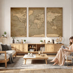Dark World Map Canvas Print | Framed Travel Map Wall Art