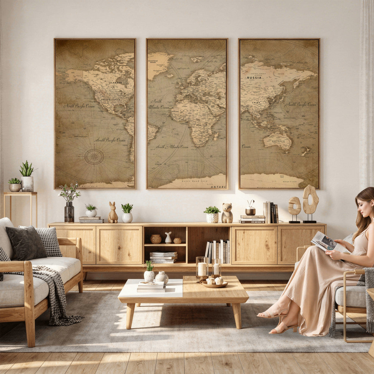 Dark World Map Canvas Print | Framed Travel Map Wall Art