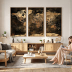 World Map Canvas Print, Modern Decorative Framed Map Artwork
