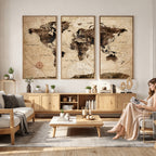 World Map Wall Art Canvas Print