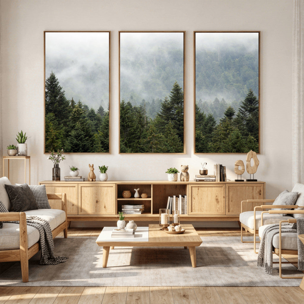 Misty Mountain Forest Wall Art Canvas Print