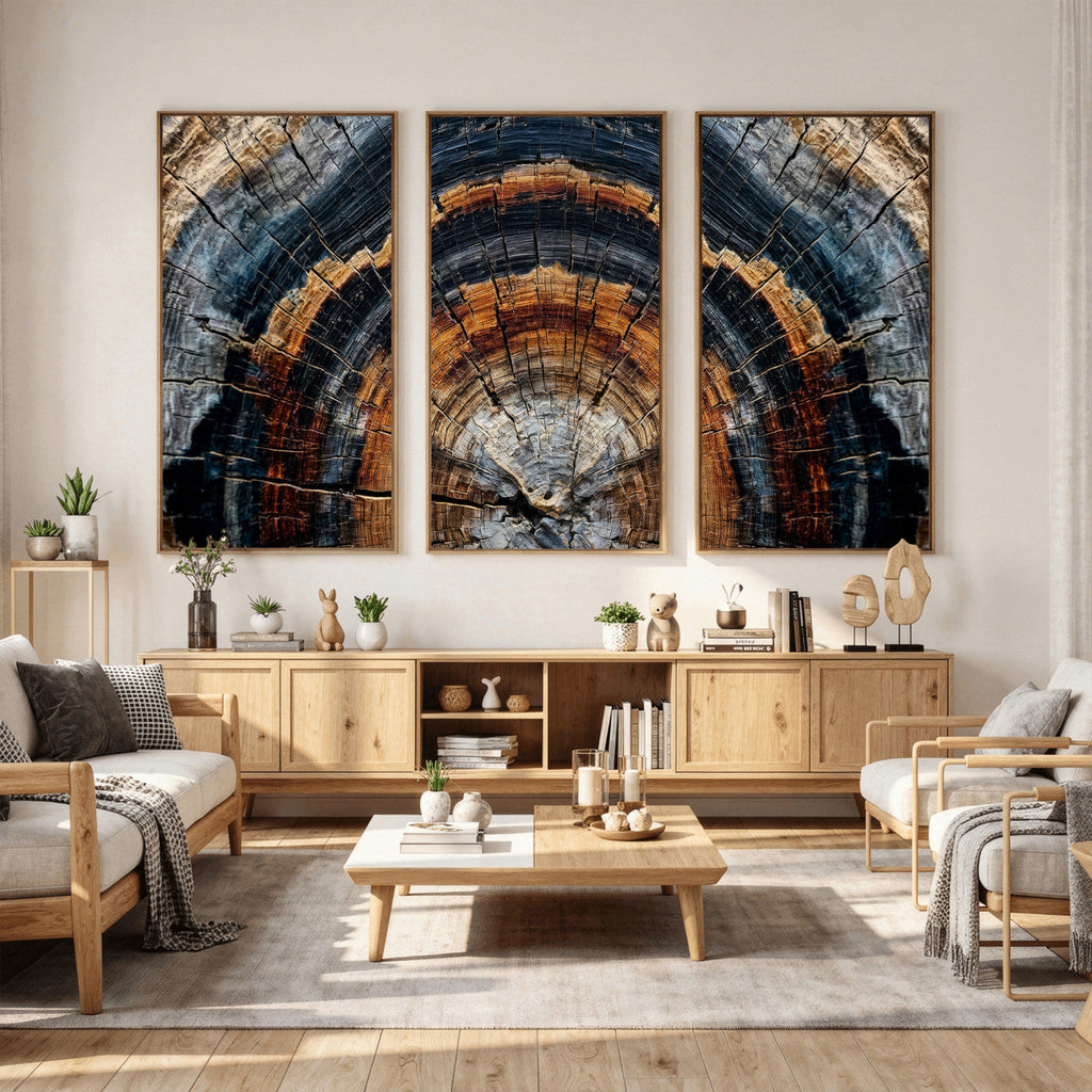 Abstract Wood Grain Canvas Print, Tree Ring Pattern Wall Art, Extra Large Living Room Wall Decor