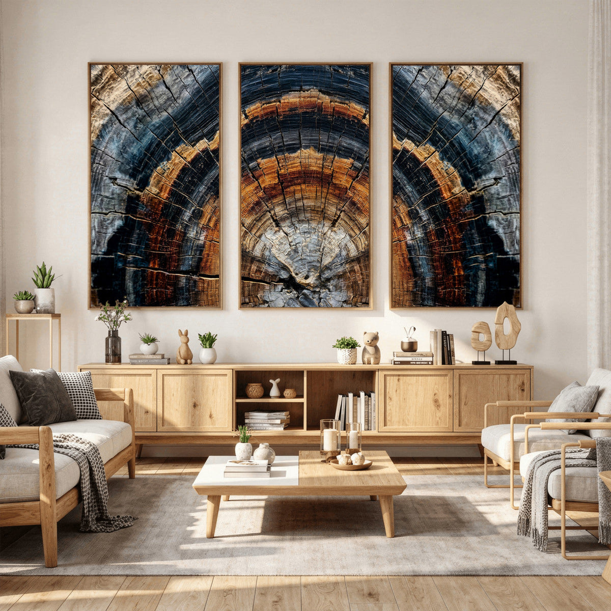 Abstract Wood Grain Canvas Print, Tree Ring Pattern Wall Art, Extra Large Living Room Wall Decor