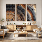 Abstract Tree Ring Wall Art Print, Natural Rustic Wood Grain Canvas