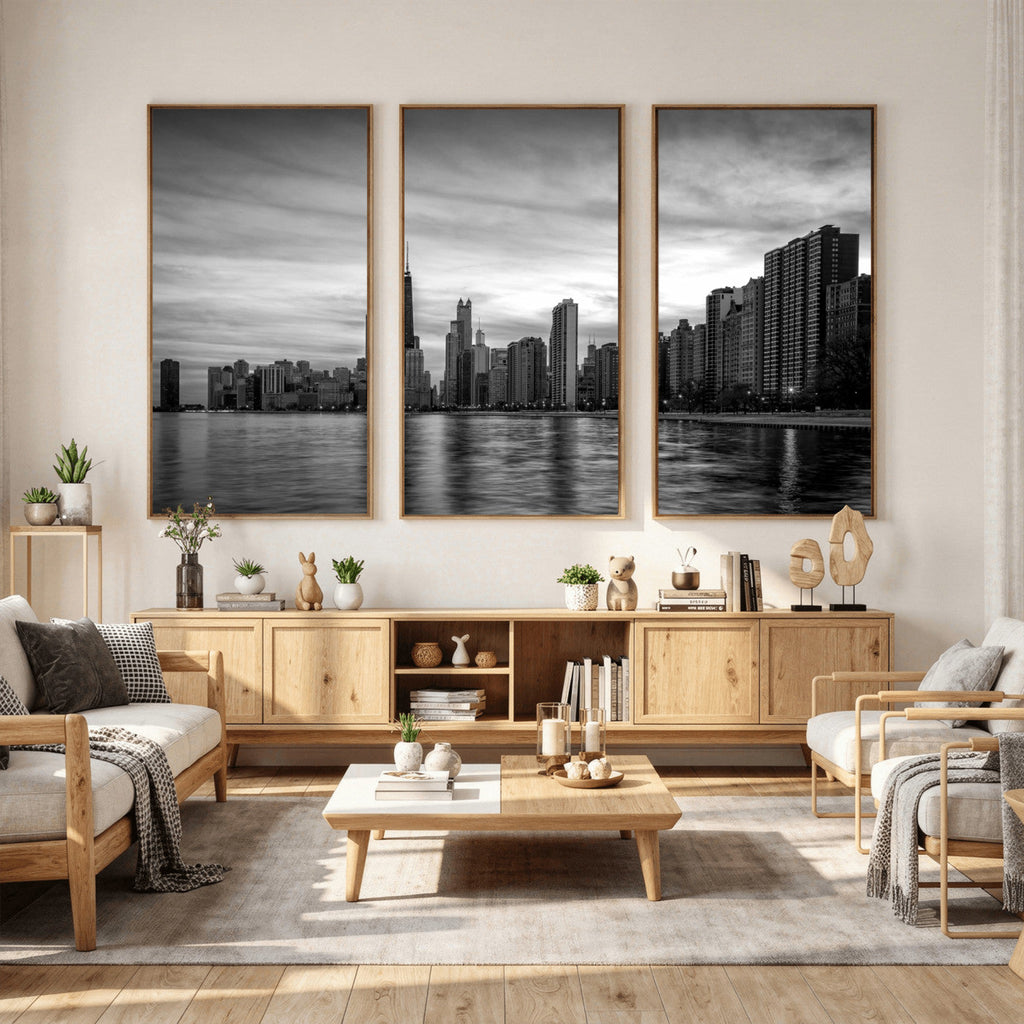 Chicago Wall Art Canvas Print, Chicago City Downtown Night Cityscape