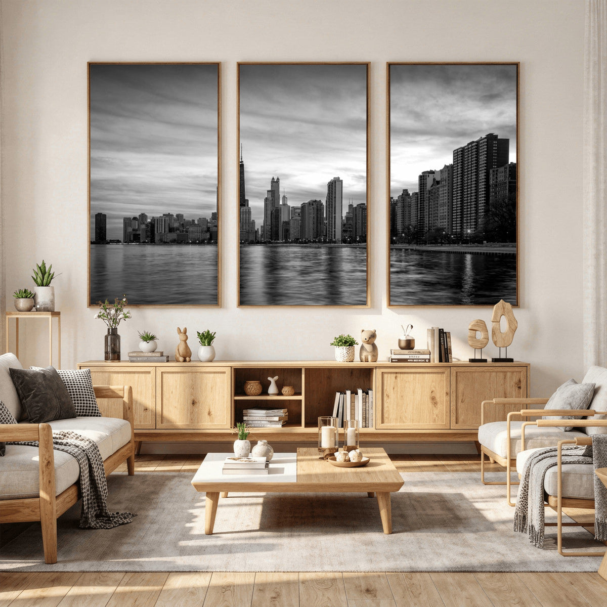 Chicago Wall Art Canvas Print, Chicago City Downtown Night Cityscape