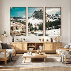 Snowy Mountain Wall Art Canvas Print, Alpine Pine Forest