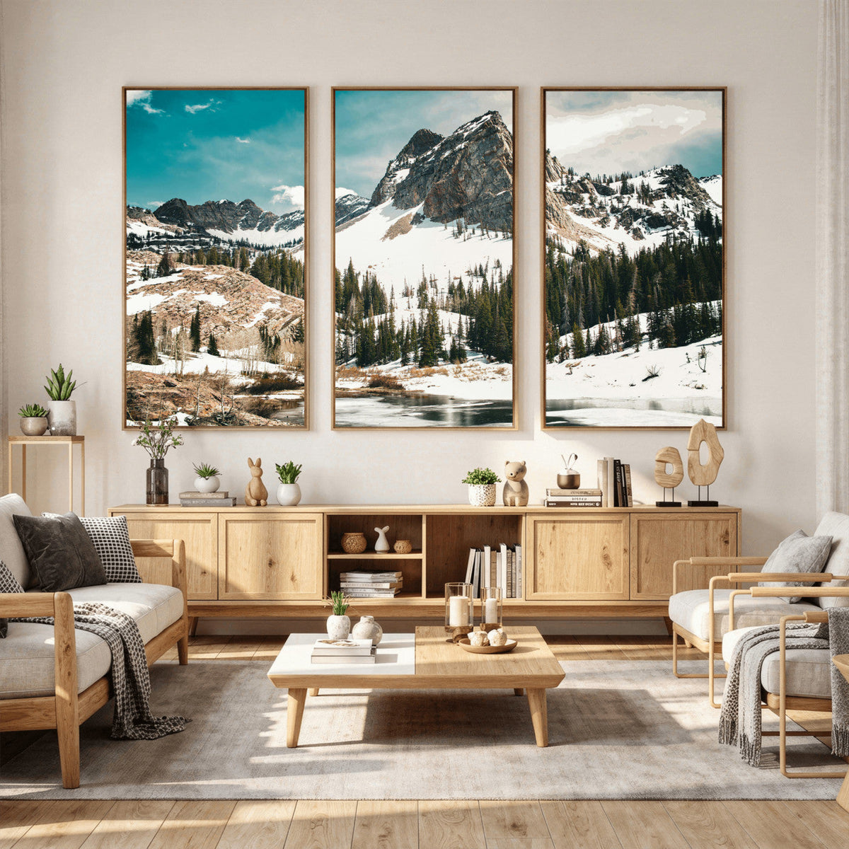 Snowy Mountain Wall Art Canvas Print, Alpine Pine Forest