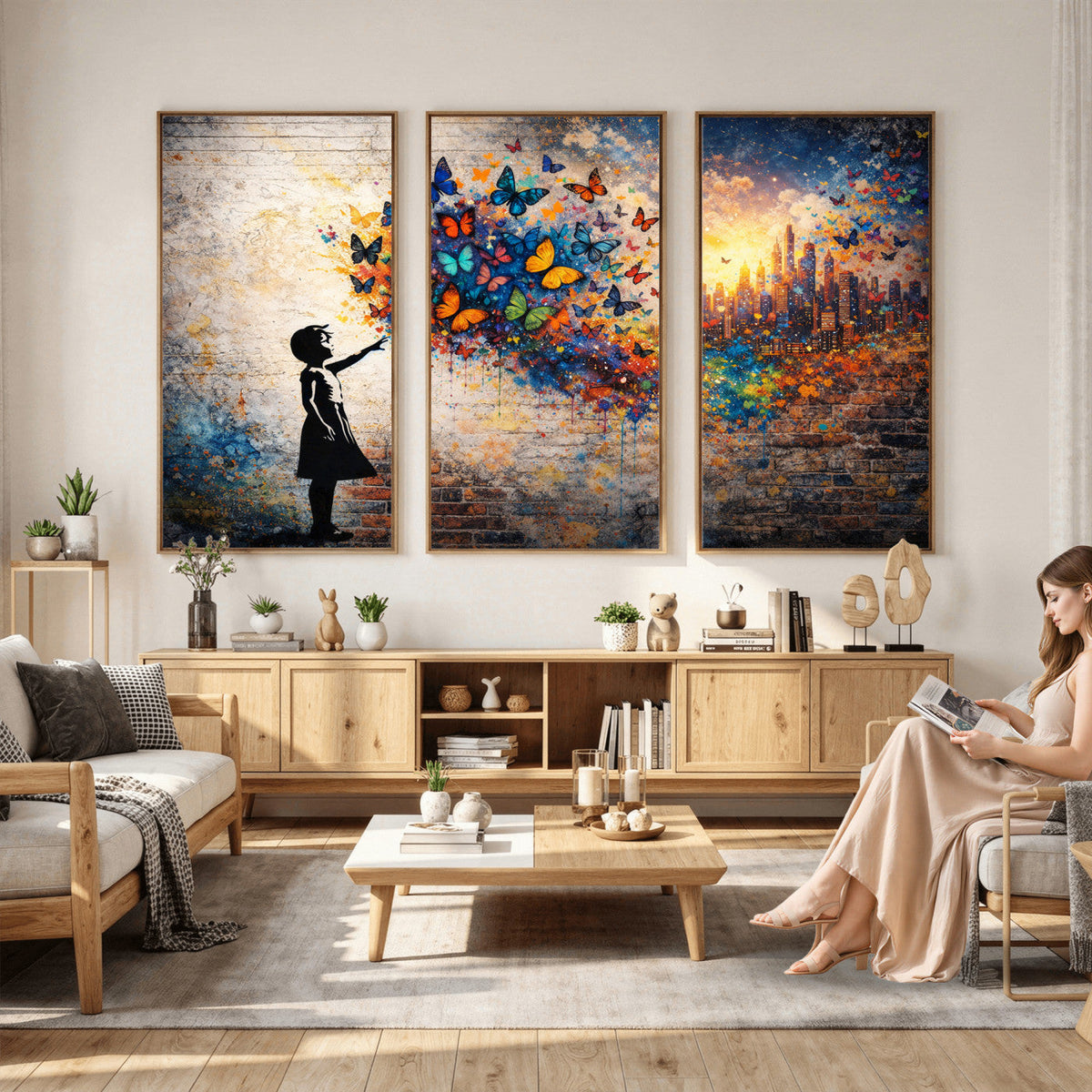 Banksy Girl Wall Art Canvas Print for Living Room Decor