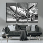 Vintage Airplane on Runway Canvas Print