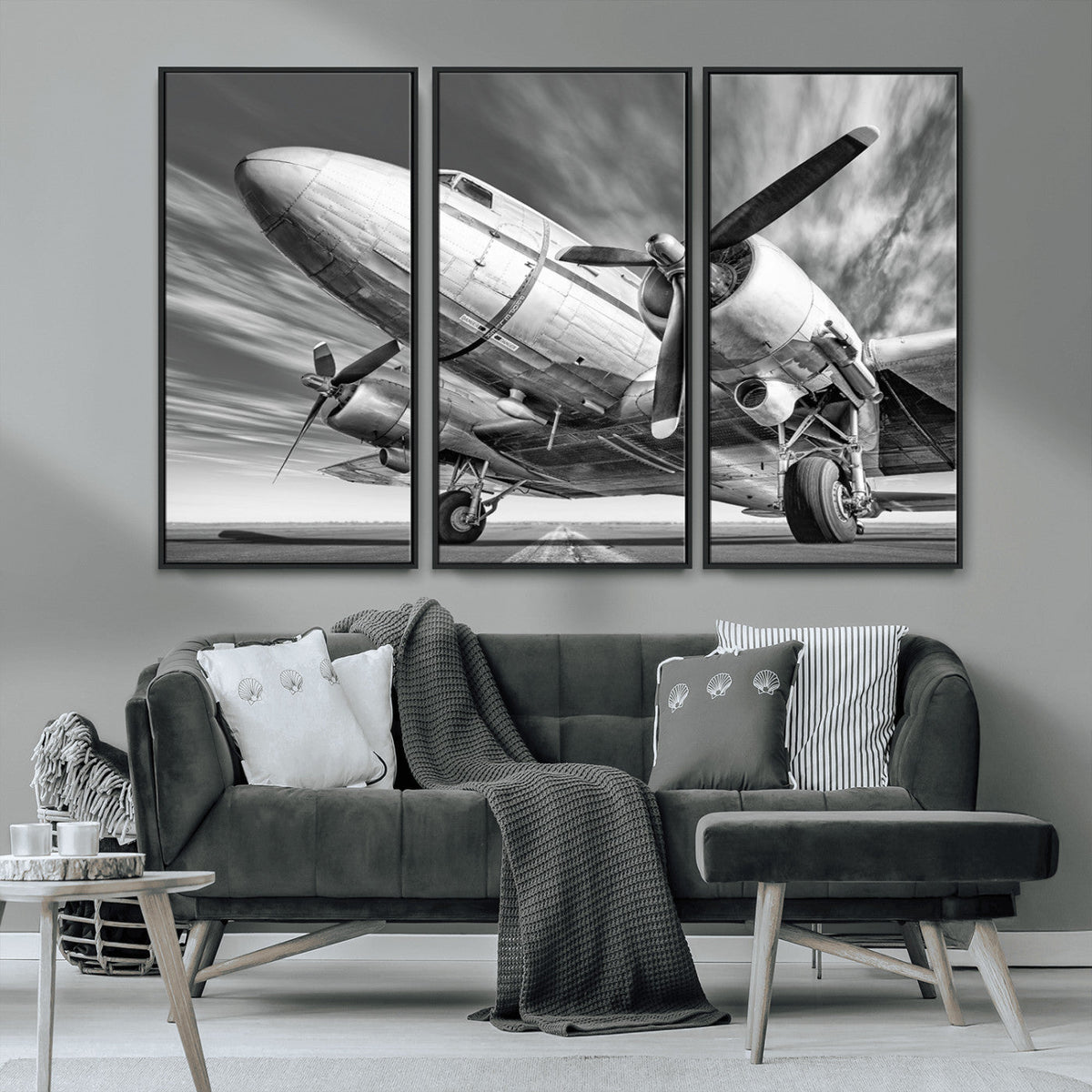 Vintage Airplane on Runway Canvas Print
