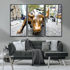Charging Bull Wall Art Canvas Print