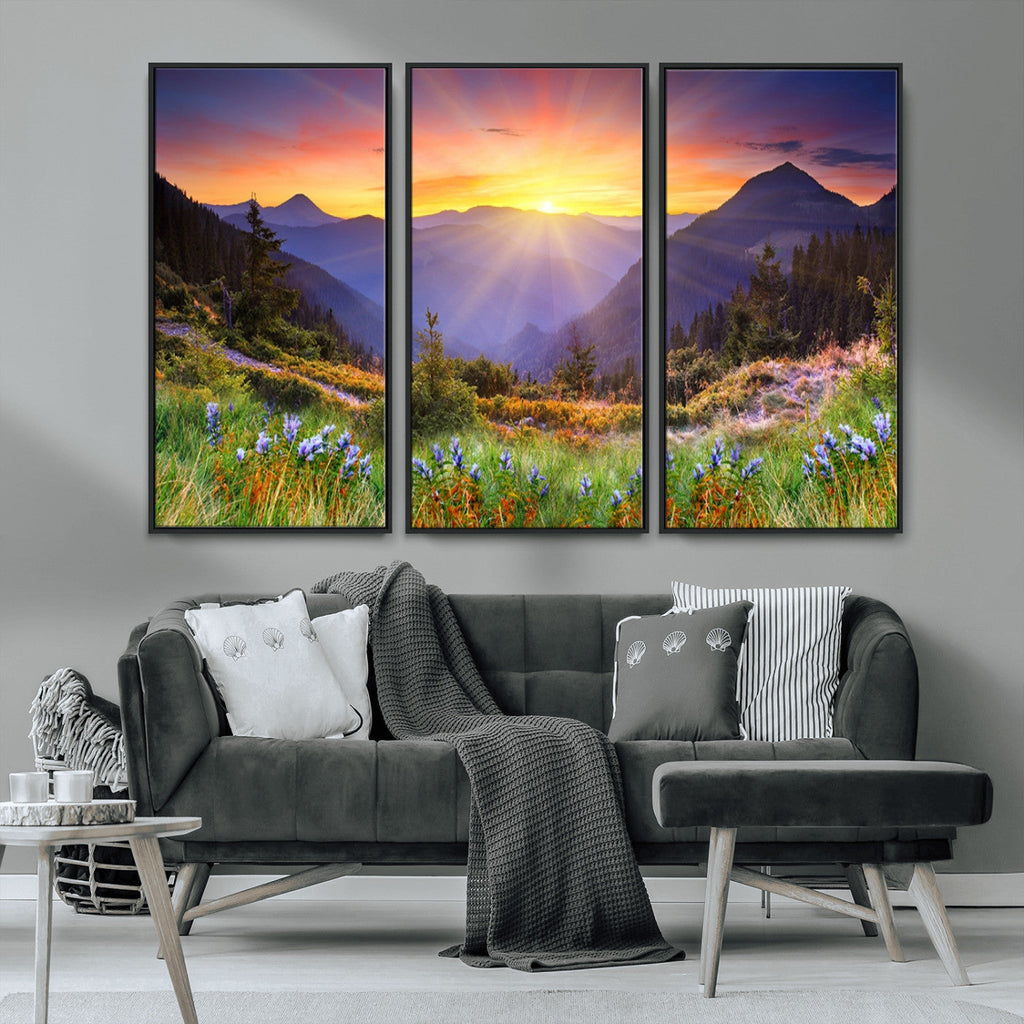 Mountain and Spring Wall Art Canvas Print