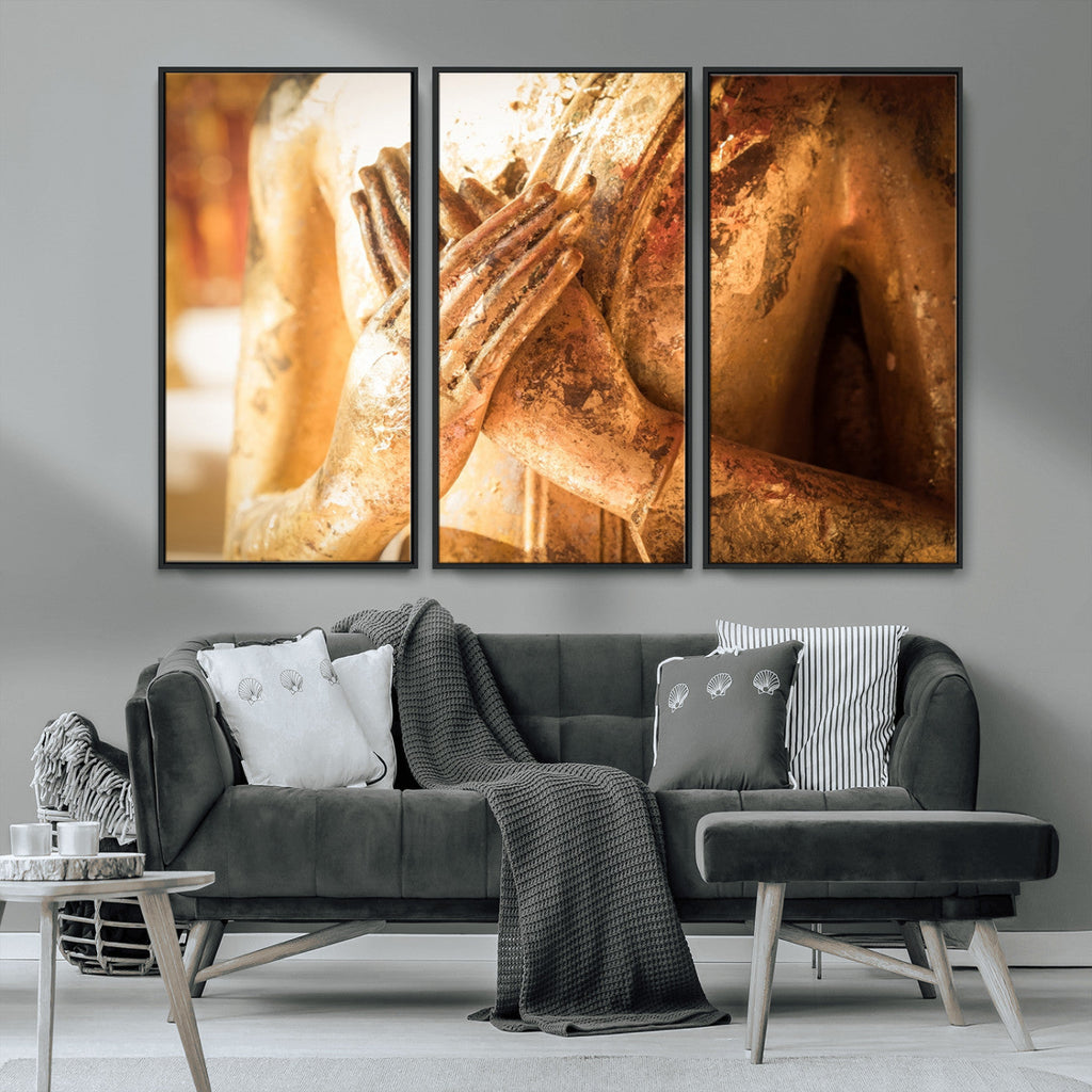 Buddha Statue Hands Wall Art Canvas Print