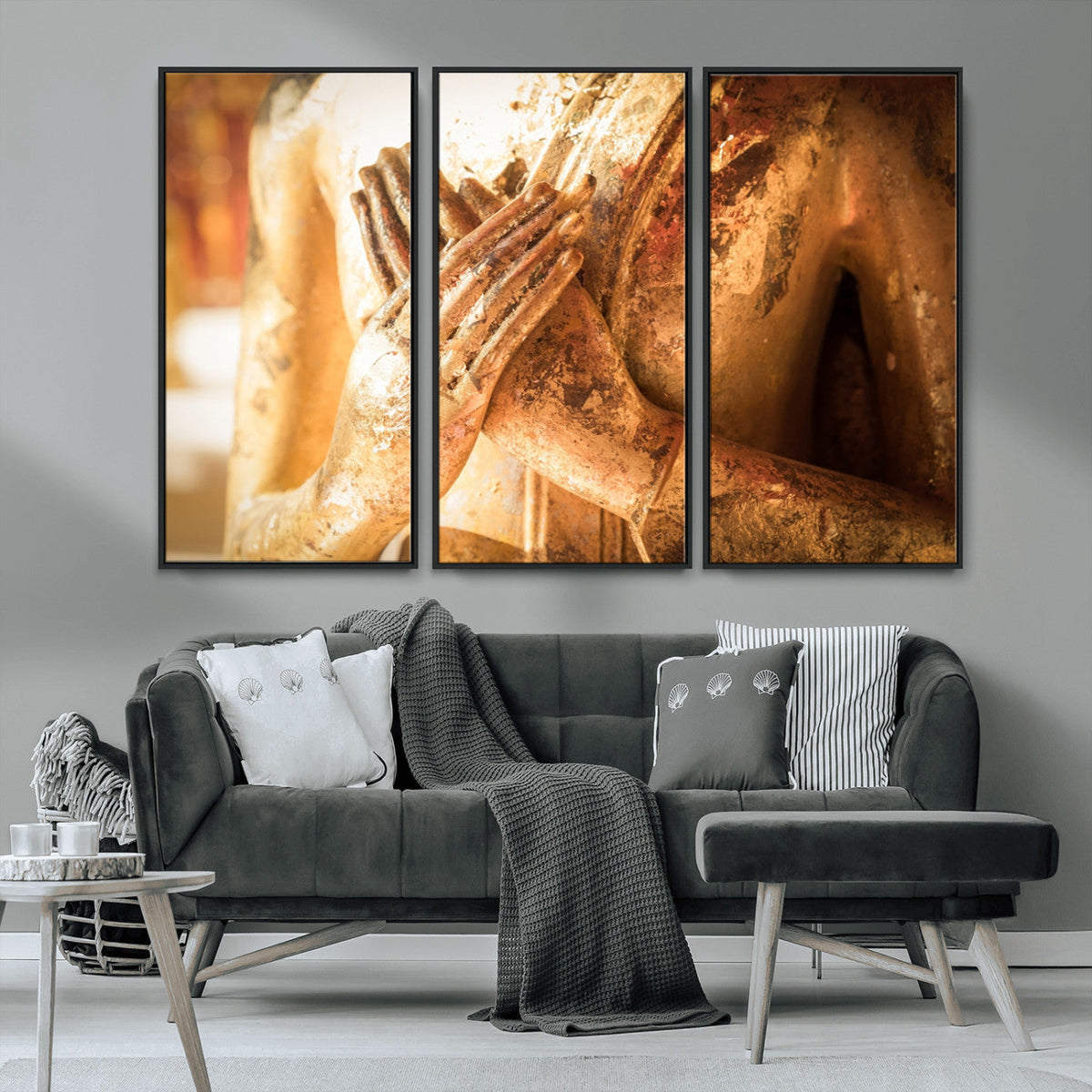 Buddha Statue Hands Wall Art Canvas Print