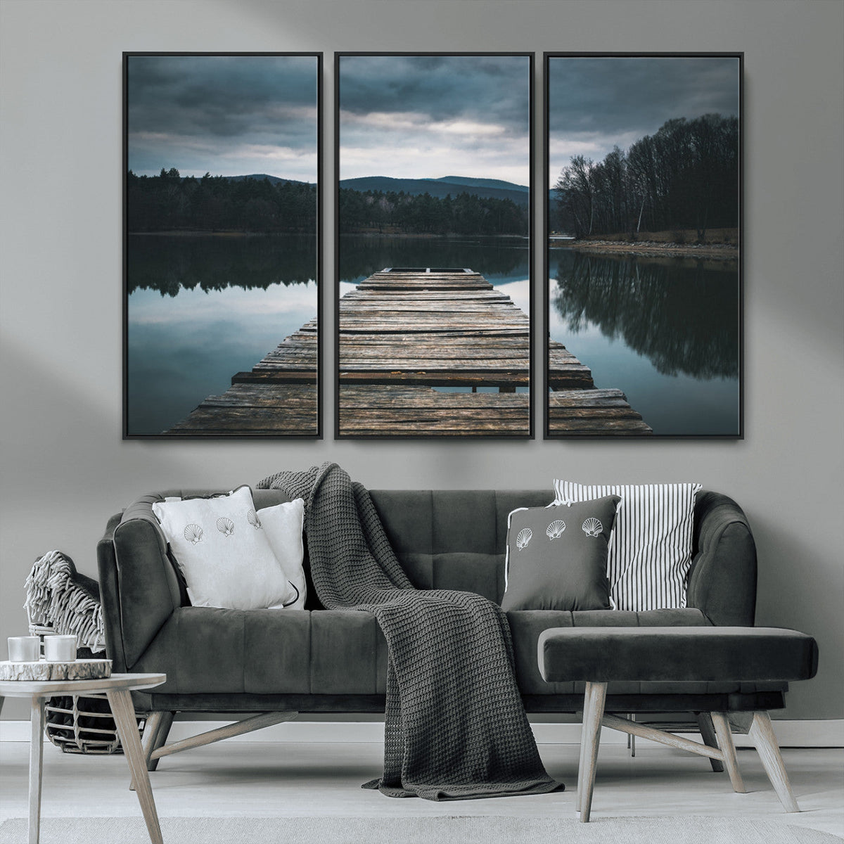 Wooden Bridge Near Lake Wall Art Canvas Print