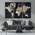 Antique Old World Map Wall Art Canvas Print