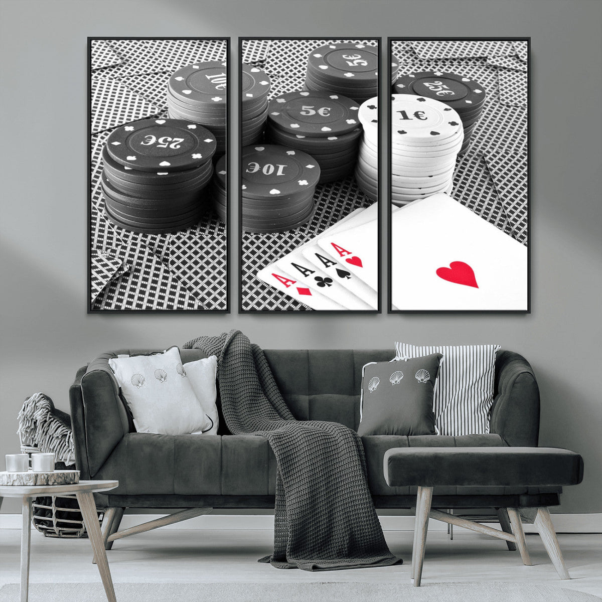 Poker Game Cards Wall Art Canvas, Multi Panel Wall Art