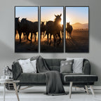 Horse Herd Wall Art Animal Canvas Print