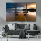 Serene Lake Pier at Sunset Canvas Print | Landscape Wall Art | Ready to Hang