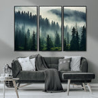 Captivating Misty Forest Wall Art, Foggy and Serene Atmosphere Canvas Print