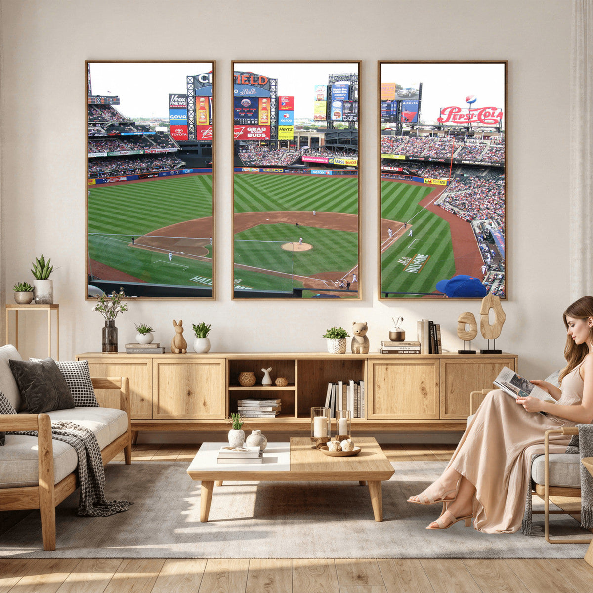New York Mets Baseball Team Print, Citi Field Baseball Stadium Wall Art
