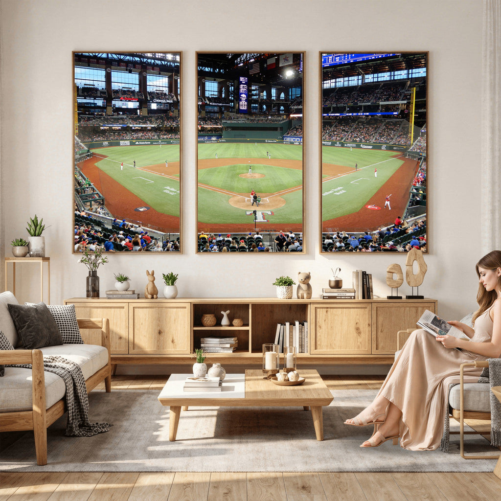 Texas Rangers Baseball Team Print, Arlington Globe Life Field Stadium Wall Art