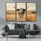 Texas Cow Wall Art Canvas Print for Farm House Wall Decor