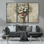 Abstract Floral Women Pastel Wall Art Canvas Print