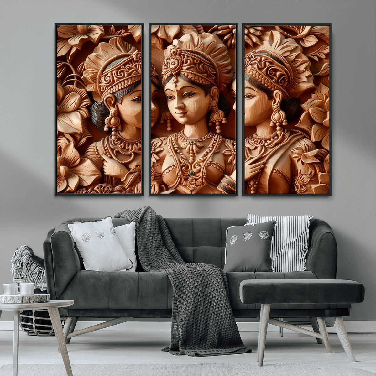 Indian Woman Statue Wall Art Canvas Print