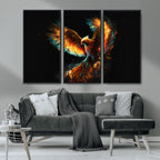 Fiery Phoenix Canvas Print | Ready to Hang Wall Art | Bold Fantasy Decor