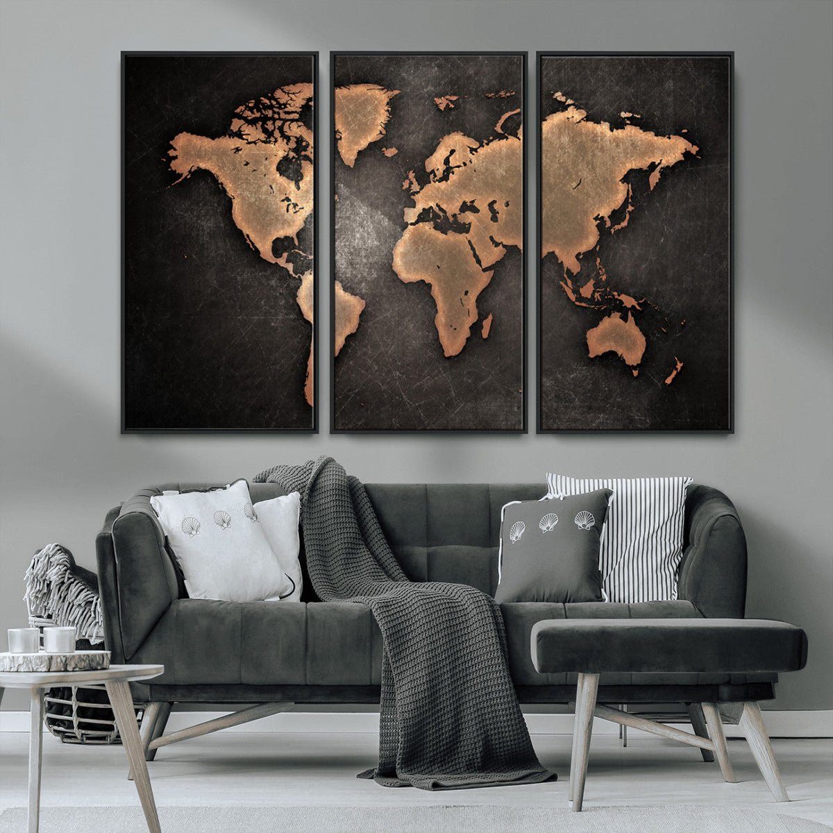 World Map Canvas Print | Framed Travel Map Wall Art for Couples