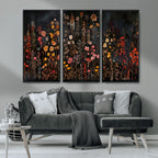 Large Floral Painting Print Illustration Flowers Canvas Wall Art