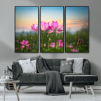 Pink Flower on the Mountain Canvas Print, Framed Pink Flower Canvas Wall Art